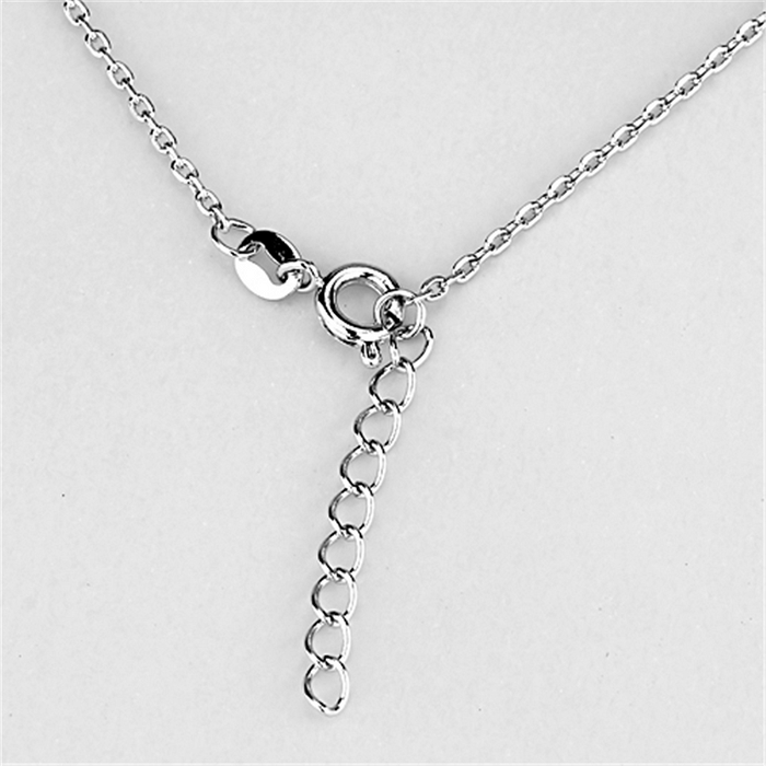 3W418 - Rhodium Brass Necklace with AAA Grade CZ  in Clear A874-3W418