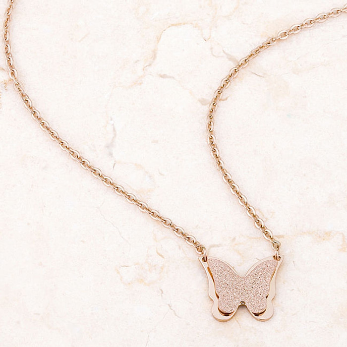 Breanne Rose Gold Stainless Steel Rose Gold Butterfly Necklace R599-N01312AV-V00