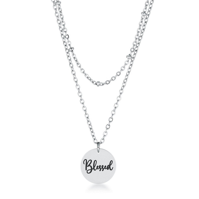 Delicate Stainless Steel Blessed Necklace R599-N01364RV-V01
