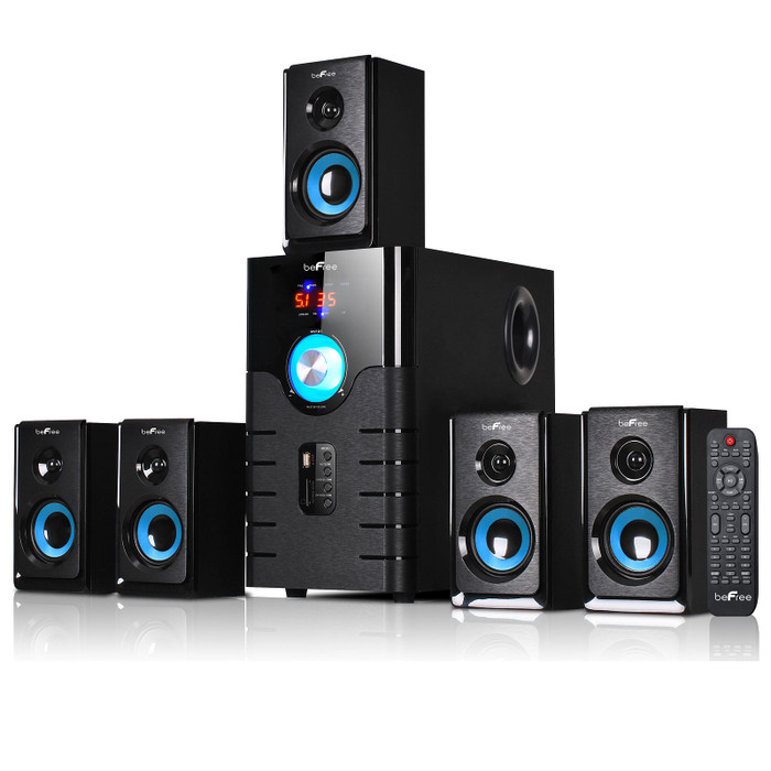 beFree Sound 5.1 Channel Bluetooth Surround Sound Speaker System in Blue D970-BFS-500