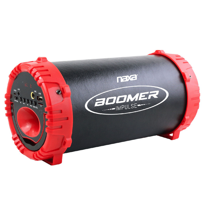 Naxa NAS-3084 BOOMER IMPULSE LED Bluetooth Boombox - Black/Red D970-NAS-3084-RD