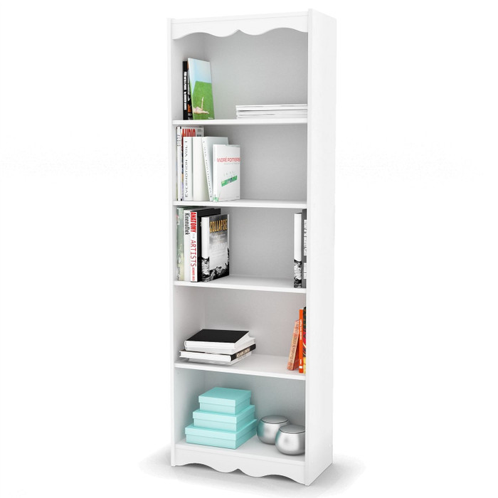 White 72-inch High Bookcase with Soft Arches and 5 Shelves Q280-HC72B123
