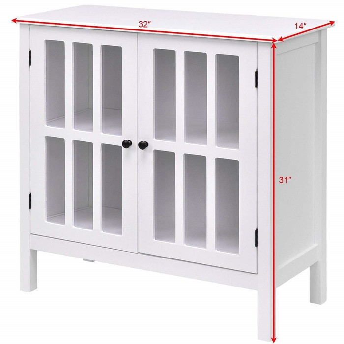 White Wood Bathroom Storage Floor Cabinet with Glass Doors Q280-TCSDB12898791