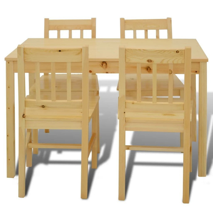Wooden Dining Table with 4 Chairs Natural A949-241220