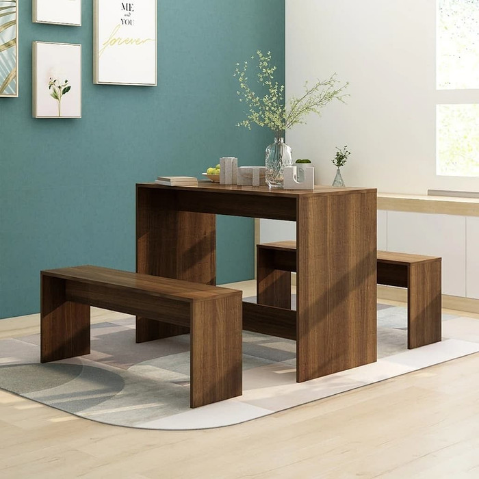 vidaXL 3 Piece Dining Set Brown Oak Engineered Wood A949-812971
