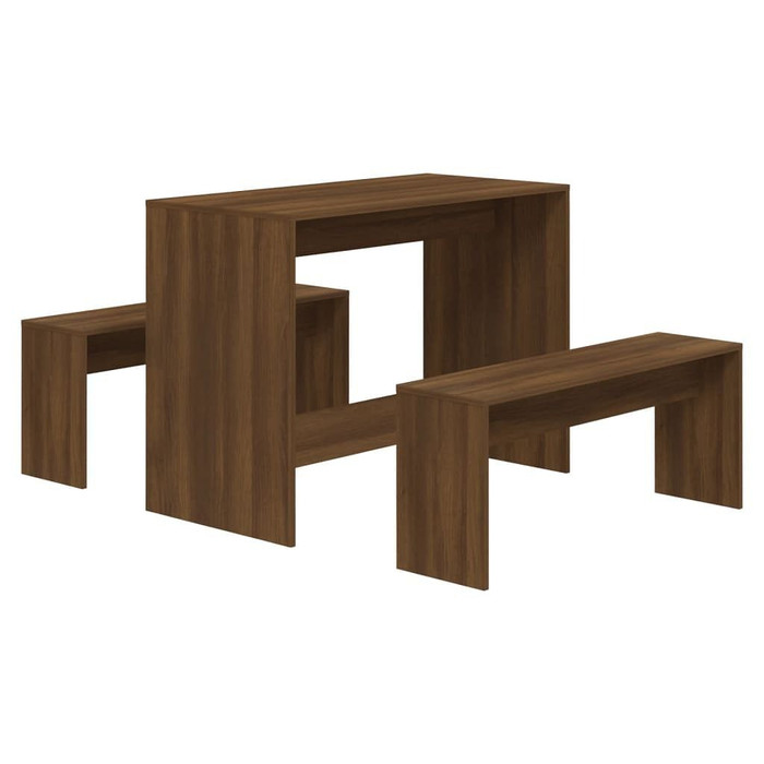 vidaXL 3 Piece Dining Set Brown Oak Engineered Wood A949-812971