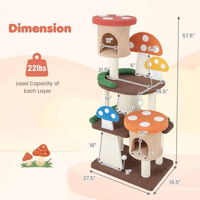 4-In-1 Cat Tree with 2 Condos and Platforms for Indoors-Multicolor - Color: Multicolor D681-PV10125CL