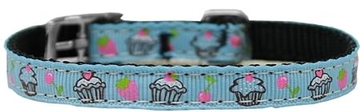 Cupcakes Nylon Dog Collar with classic buckle 3/8" Blue Size 8 S528-126-019 38BBL8