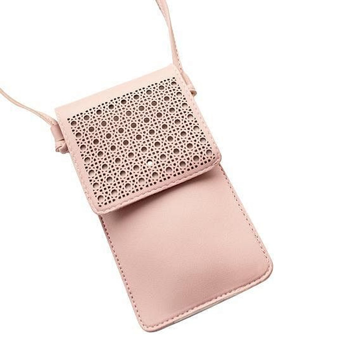 COLORS: PRETTY PINK - Multi Mini Transparent Phone And Credit Card Holder Cross Body Bag K290-13627032404003