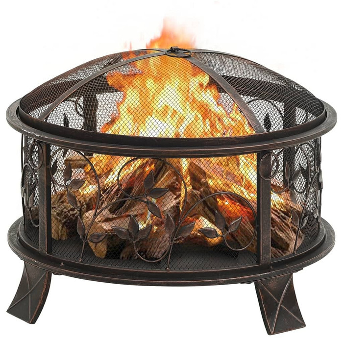 vidaXL Rustic Fire Pit with Poker 26.6" XXL Steel A949-311891