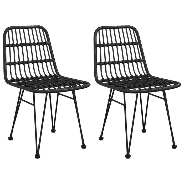 vidaXL Patio Chairs 2 pcs Black 18.9"x24.4"x33.1" PE Rattan A949-319429