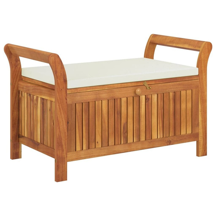vidaXL Patio Storage Bench with Cushion 35.8" Solid Wood Acacia A949-319714