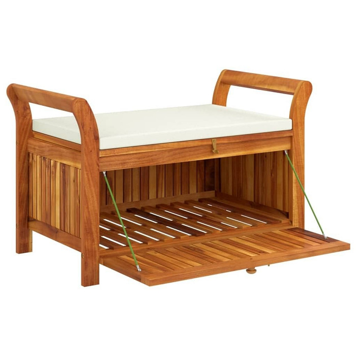 vidaXL Patio Storage Bench with Cushion 35.8" Solid Wood Acacia A949-319714