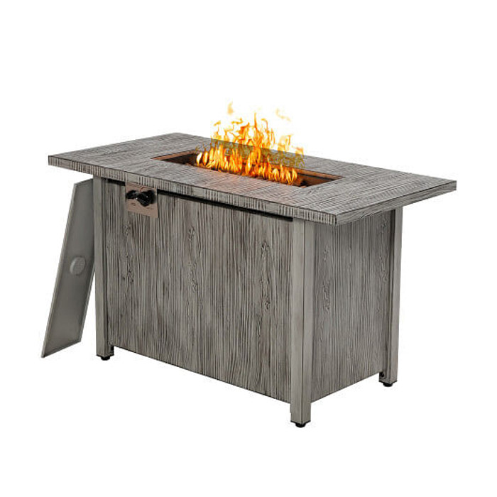 43 Inch 50 000 BTU Propane Fire Pit Table with Removable Lid-Gray - Color: Gray D681-NP10795GR