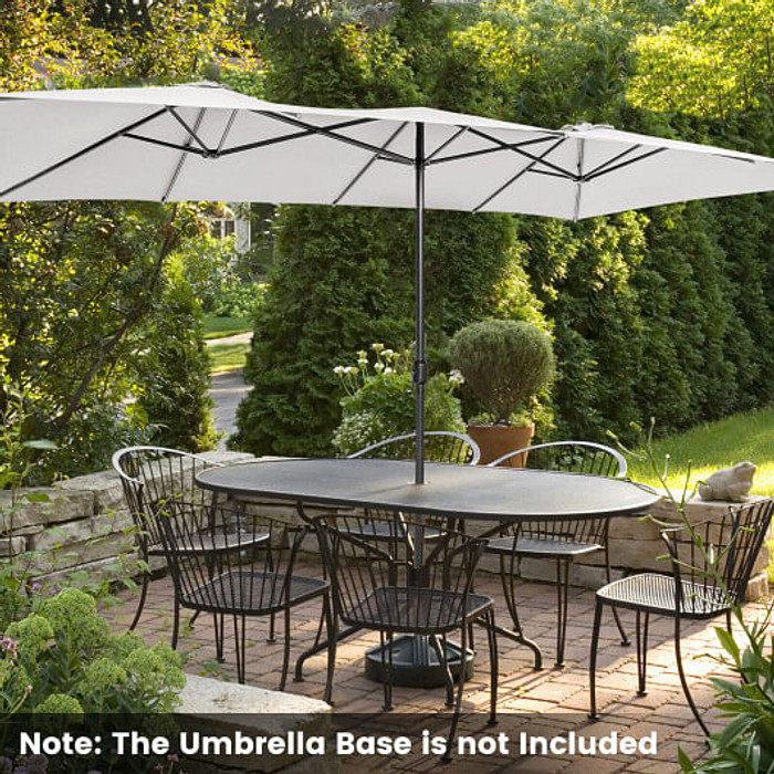 15 Feet Double-Sized Patio Umbrella with Crank Handle and Vented Tops-Beige - Color: Beige D681-NP11129BE