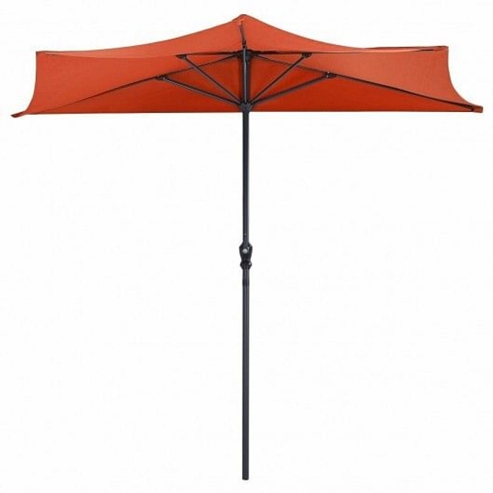 9Ft Patio Bistro Half Round Umbrella -Orange - Color: Orange - Size: 9 ft D681-OP2954OR