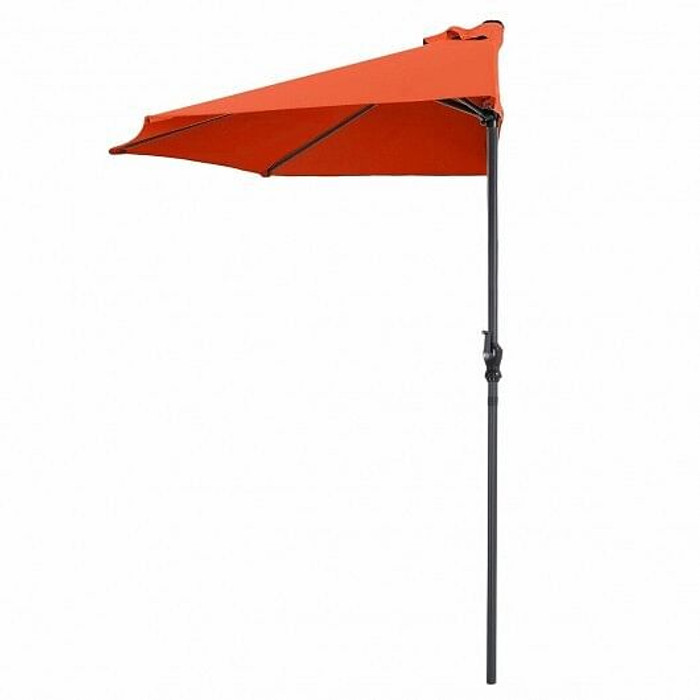 9Ft Patio Bistro Half Round Umbrella -Orange - Color: Orange - Size: 9 ft D681-OP2954OR