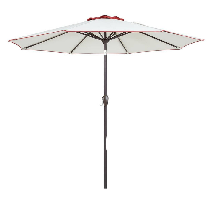 9' Beige And Terracotta Polyester Octagonal Tilt Market Patio Umbrella N270-484469