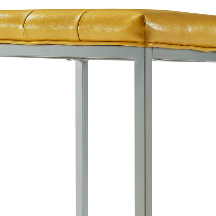 18" Yellow Faux Leather And Gray Cube Ottoman N270-487775