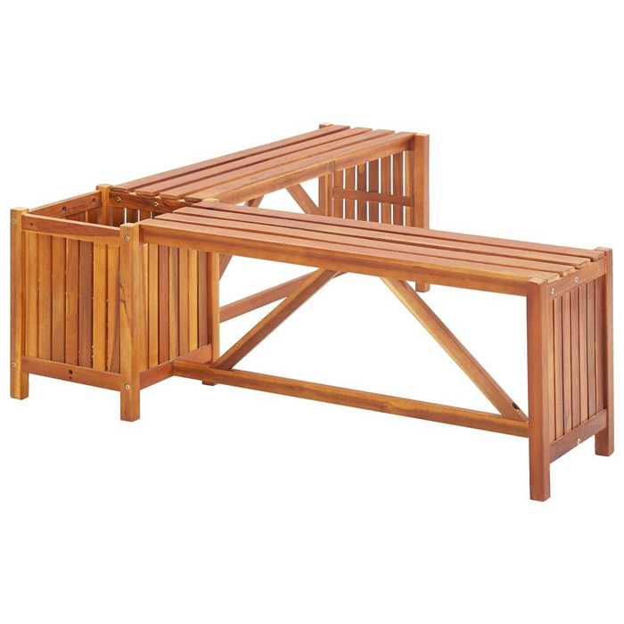 vidaXL Patio Corner Bench with Planter 46"x46"x15.7" Solid Acacia Wood A949-46345