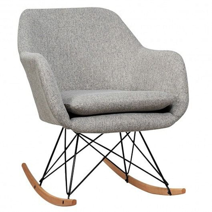 Upholstered Rocking Arm Chair with Solid Steel Wood Leg-Gray B593-HW66368
