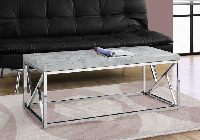 Industrial Chic Gray Faux Cement And Chrome Coffee Table N270-333172