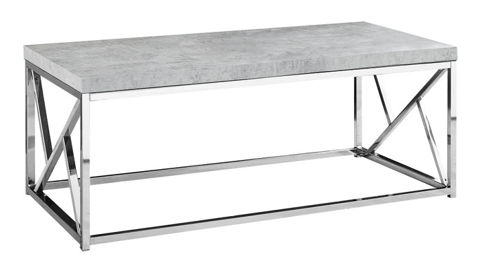 Industrial Chic Gray Faux Cement And Chrome Coffee Table N270-333172