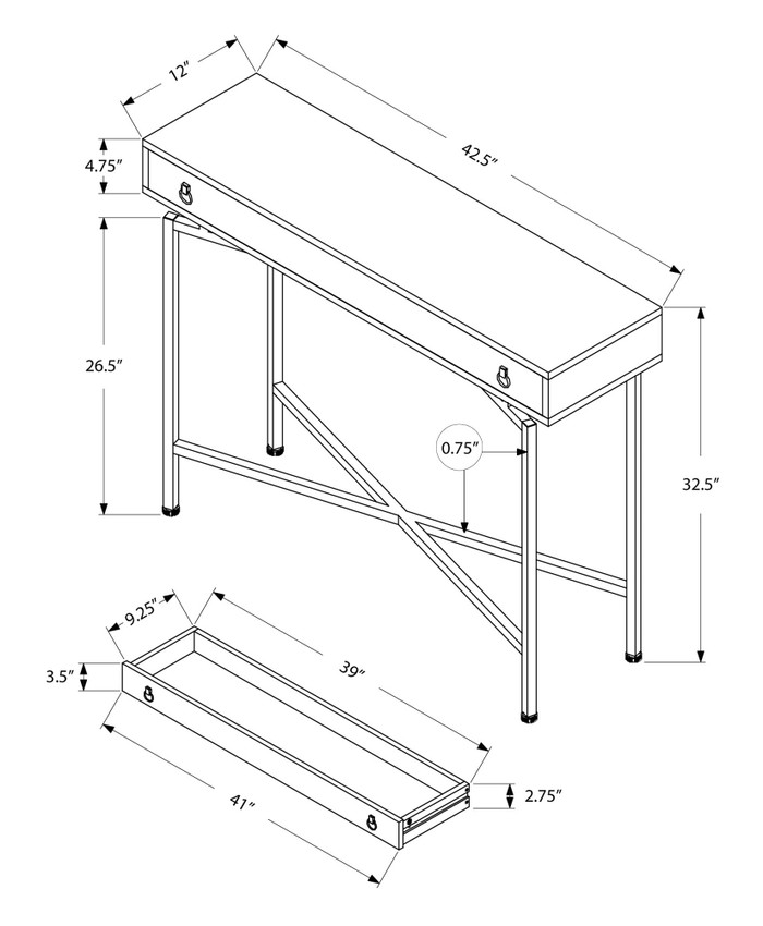 43" Taupe And Black Cross Leg Console Table N270-333211