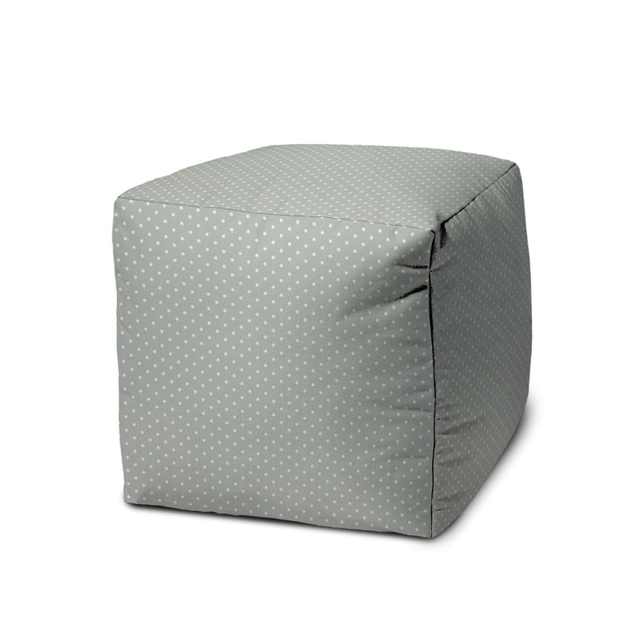 17" Green Cube Polka Dots Indoor Outdoor Pouf Cover N270-475108
