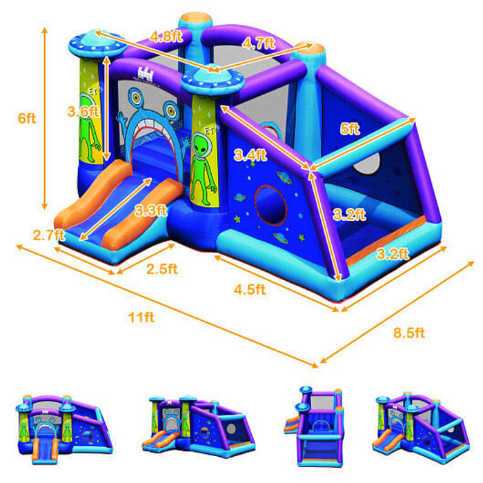 Castle Jumping Bouncer with Water Slide and 550W Blower - Color: Blue D681-OP70398+ES10150US