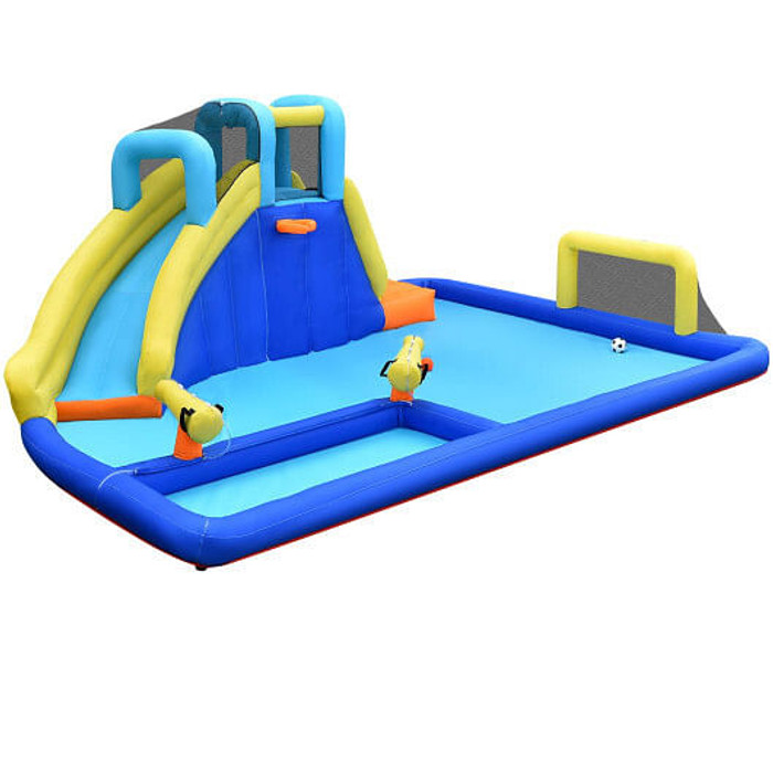 6-in-1 Inflatable Water Slide Jumping House without Blower - Color: Blue D681-OP70805