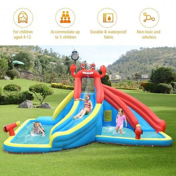 Inflatable Water Slide Bounce House with Water Cannon and 950W Blower - Color: Blue D681-OP70952