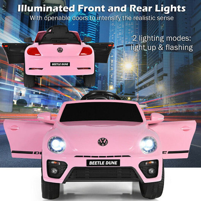 Volkswagen Beetle Kids Electric Ride On Car with Remote Control-Pink - Color: Pink D681-TQ10040PI