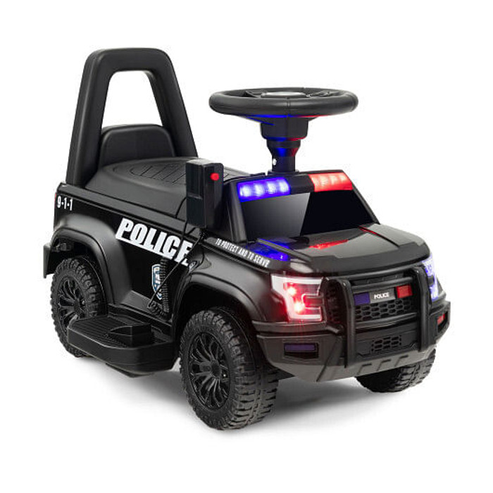 6V Kids Ride On Police Car with Real Megaphone and Siren Flashing Lights-Black - Color: Black D681-TQ10111US-BK