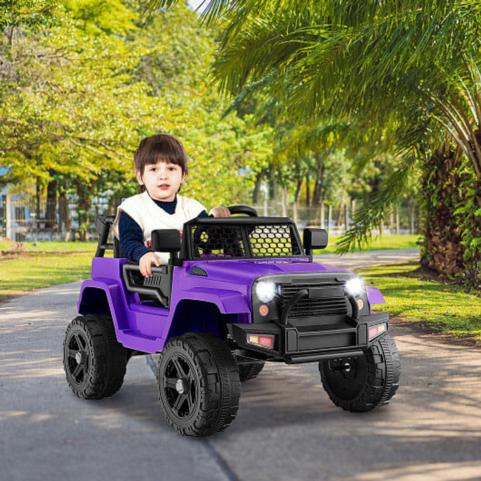 12V Kids Ride On Truck with Remote Control and Headlights-Purple - Color: Purple D681-TQ10184US-ZS