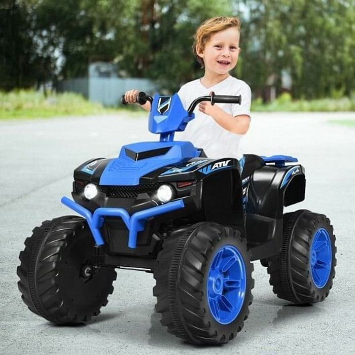 12V Kids Ride on ATV with LED Lights and Treaded Tires and LED lights-Navy - Color: Navy D681-TY327798NY