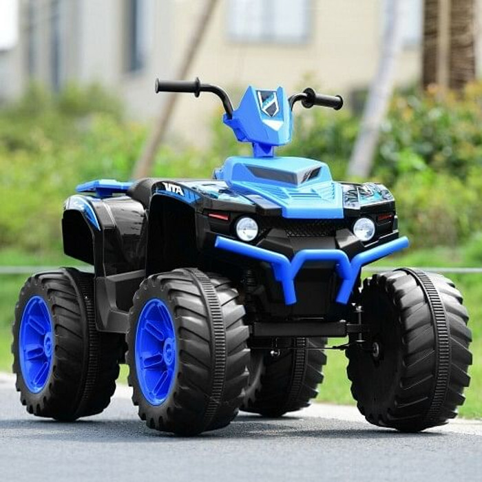 12V Kids Ride on ATV with LED Lights and Treaded Tires and LED lights-Navy - Color: Navy D681-TY327798NY