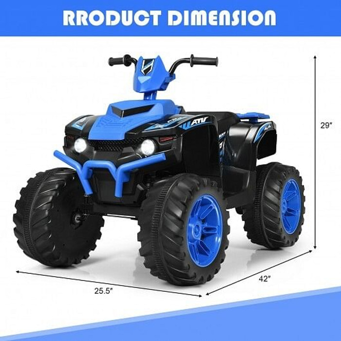 12V Kids Ride on ATV with LED Lights and Treaded Tires and LED lights-Navy - Color: Navy D681-TY327798NY