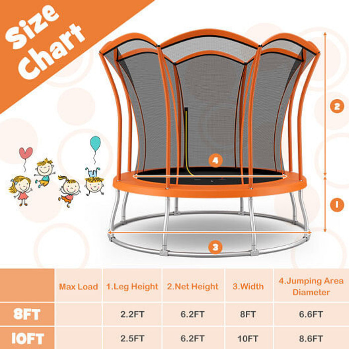 10 Feet Unique Flower Shape Trampoline with Galvanized Steel Frame-Orange B593-TW10082+