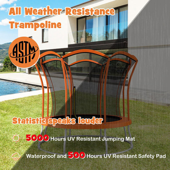 10 Feet Unique Flower Shape Trampoline with Galvanized Steel Frame-Orange B593-TW10082+