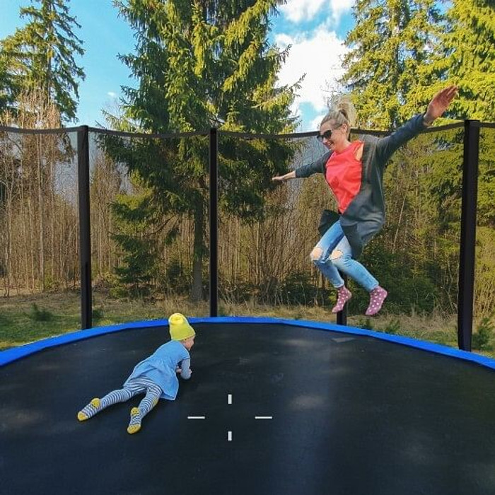 8/10/12/14/15/16 Feet Outdoor Trampoline Bounce Combo with Safety Closure Net Ladder-12 ft - Color: D681-TW10040+