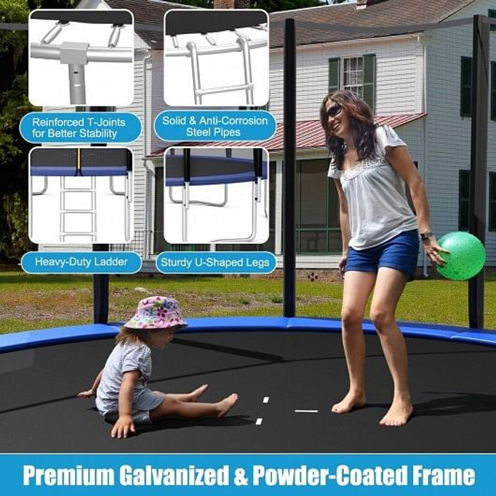 8/10/12/14/15/16 Feet Outdoor Trampoline Bounce Combo with Safety Closure Net Ladder-12 ft - Color: D681-TW10040+