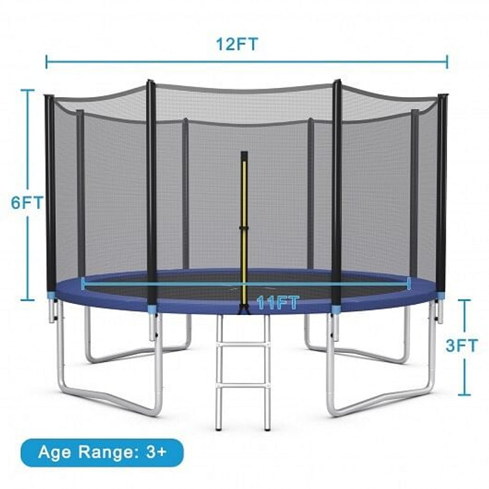 8/10/12/14/15/16 Feet Outdoor Trampoline Bounce Combo with Safety Closure Net Ladder-12 ft - Color: D681-TW10040+