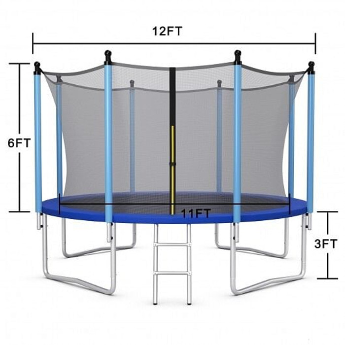 Outdoor Trampoline with Safety Closure Net-12 ft - Color: Blue - Size: 12 ft D681-TW10047+