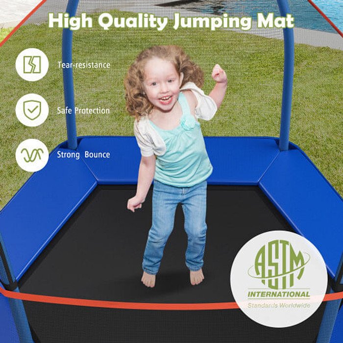 7 Feet Kids Recreational Bounce Jumper Trampoline-Blue - Color: Blue D681-TW10053BL