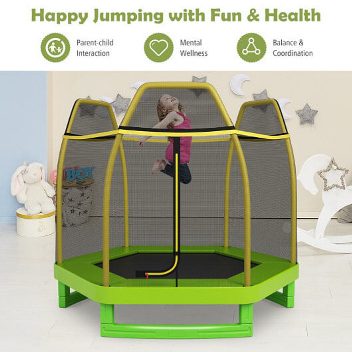 7 Feet Kids Recreational Bounce Jumper Trampoline-Yellow - Color: Yellow D681-TW10053GN
