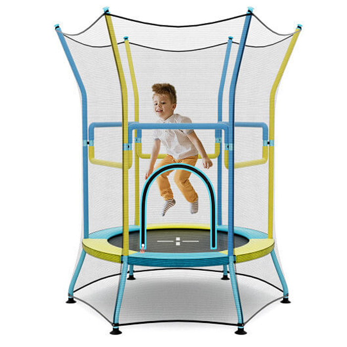 Mini Trampoline for Kids with Safety Enclosure Net and Foam Handles-Yellow - Color: Yellow D681-TW10105YE