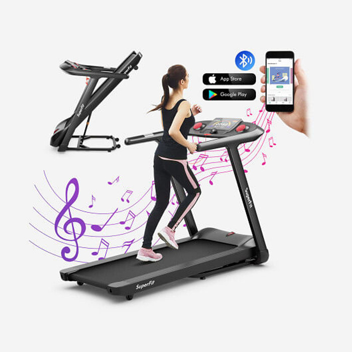 4.75HP Folding Treadmill with Preset Programs Touch Screen Control-Black B593-SP37749WL