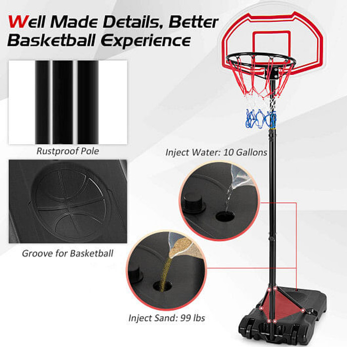 Height Adjustable Basketball Hoop with 2 Nets and Fillable Base B593-SP37815