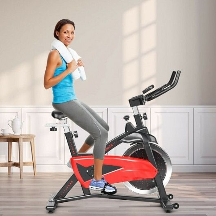 Magnetic Exercise Bike Fitness Cycling Bike with 35Lbs Flywheel for Home and Gym-Black & Red - Colo D681-FH10005RB